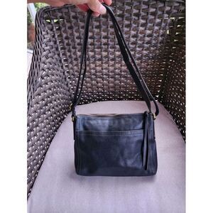 Fossil Women's‎ Leather Crossbody Bag  Shoulder Bag Black Zip Closure